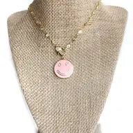 Large Pink Smiley Face Necklace