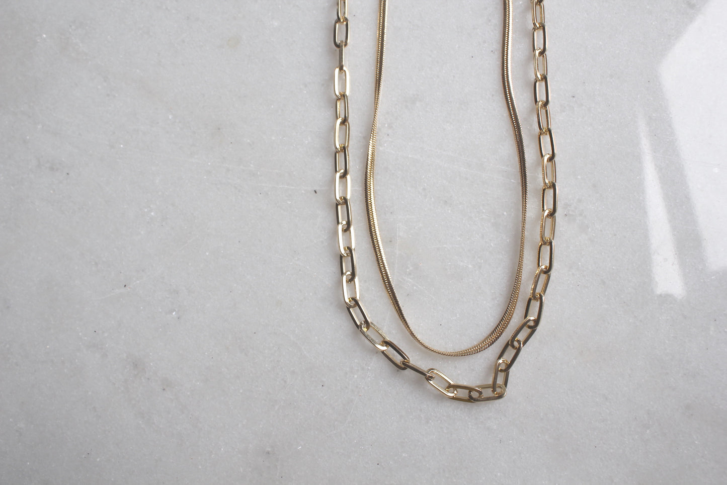 Textured Gold Double Necklace