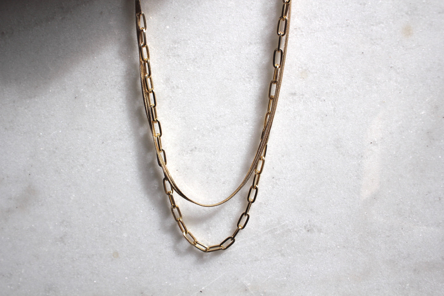 Textured Gold Double Necklace