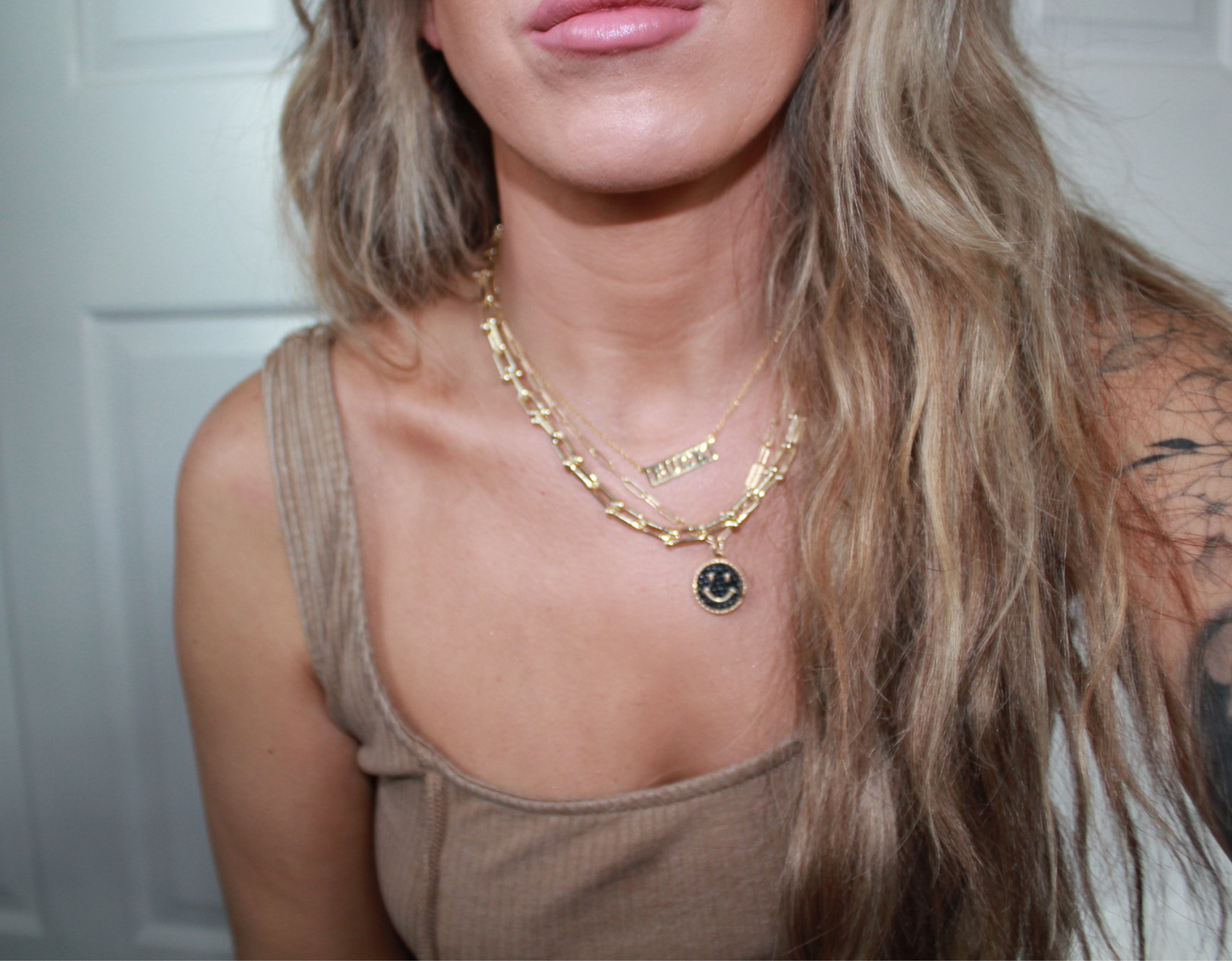 Leather Smiley Face Necklace
