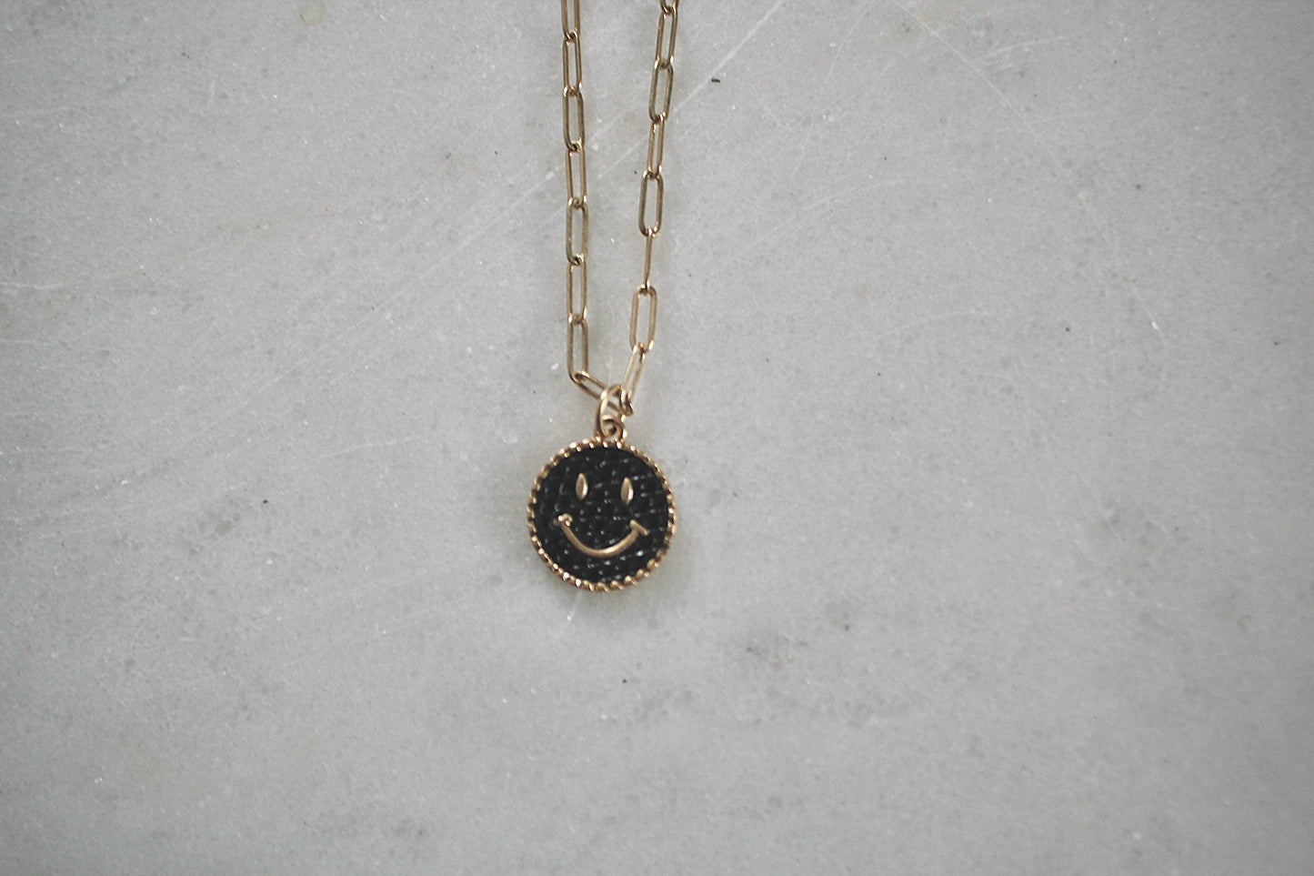 Leather Smiley Face Necklace